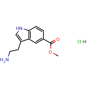 Chemical structure of Methyl 3-(2-aminoethyl)-1H-indole-5-carboxylate hydrochloride , CAS 74884-81-4, AChemBlock W169426