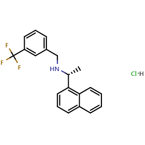 Chemical structure of (R)-1-(naphthalen-1-yl)-N-(3-(trifluoromethyl)benzyl)ethanamine hydrochloride , CAS 1229225-42-6, AChemBlock W169449