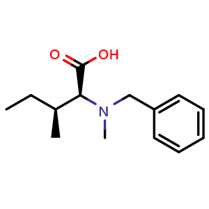 Chemical structure of (2S,3S)-2-(Benzyl(methyl)amino)-3-methylpentanoic acid , CAS 4125-97-7, AChemBlock W169463