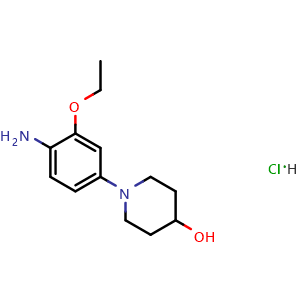 Chemical structure of 1-(4-Amino-3-ethoxyphenyl)piperidin-4-ol hydrochloride , CAS 2070014-79-6, AChemBlock W169475