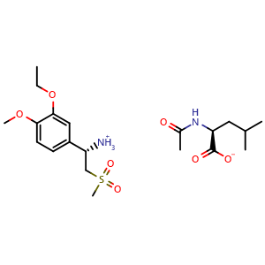 Chemical structure of (S)-1-(3-Ethoxy-4-methoxyphenyl)-2-(methylsulfonyl)ethylamine N-acetyl-L-leucine salt , CAS 608141-43-1, AChemBlock W169476