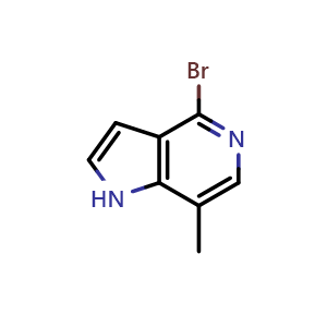 Chemical structure of 4-bromo-7-methyl-1H-pyrrolo[3,2-c]pyridine , CAS 1082040-87-6, AChemBlock W169487
