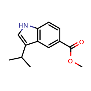 Chemical structure of Methyl 3-(propan-2-yl)-1H-indole-5-carboxylate , CAS 201287-01-6, AChemBlock W169498