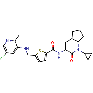 5-(((5-chloro-2-methylpyridin-3-yl)amino)methyl)-N-(3-cyclopentyl-1-(cyclopropylamino)-1-oxopropan-2-yl)thiophene-2-carboxamide