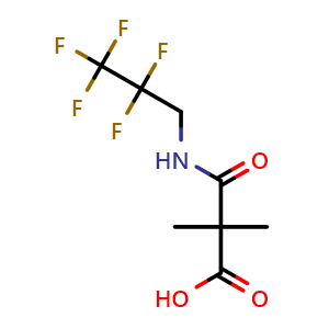 Chemical structure of 2,2-Dimethyl-3-oxo-3-((2,2,3,3,3-pentafluoropropyl)amino)propanoic acid , CAS 847926-89-0, AChemBlock W169525