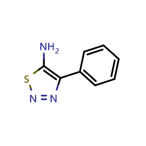 Chemical structure of 5-Amino-4-phenyl-1,2,3-thiadiazole , CAS 78301-72-1, AChemBlock W169532