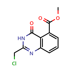 Chemical structure of Methyl 2-(chloromethyl)-4-oxo-3,4-dihydroquinazoline-5-carboxylate , CAS 1140964-67-5, AChemBlock W169535