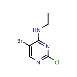 Chemical structure of 5-Bromo-2-chloro-N-ethylpyrimidin-4-amine , CAS 954221-06-8, AChemBlock W169539