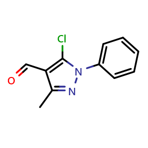 Chemical structure of 5-Chloro-4-formyl-3-methyl-1-phenylpyrazole , CAS 947-95-5, AChemBlock W169558