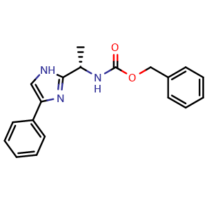 Chemical structure of (S)-benzyl (1-(4-phenyl-1H-imidazol-2-yl)ethyl)carbamate , CAS 864825-21-8, AChemBlock W169561