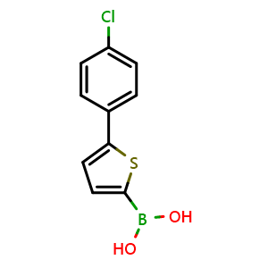 Chemical structure of (5-(4-chlorophenyl)thiophen-2-yl)boronic acid , CAS 1210470-48-6, AChemBlock W169583