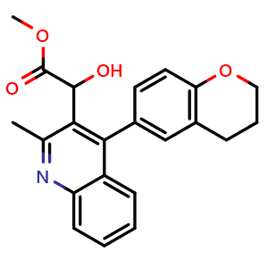 Chemical structure of methyl 2-(4-(chroman-6-yl)-2-methylquinolin-3-yl)-2-hydroxyacetate , CAS 2436761-14-5, AChemBlock W169584