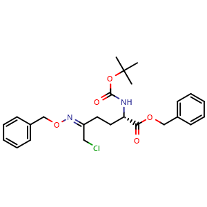 Chemical structure of (S)-benzyl 5-((benzyloxy)imino)-2-((tert-butoxycarbonyl)amino)-6-chlorohexanoate , CAS 1133931-73-3, AChemBlock W169600