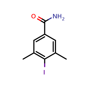 Chemical structure of 4-Iodo-3,5-dimethylbenzamide , CAS 1206679-91-5, AChemBlock W169602