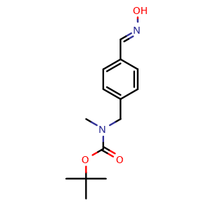 Chemical structure of tert-Butyl 4-((hydroxyimino)methyl)benzyl(methyl)carbamate , CAS 1349198-30-6, AChemBlock W169616