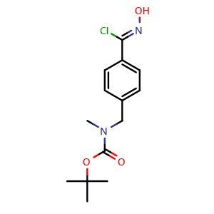 Chemical structure of tert-Butyl 4-(chloro(hydroxyimino)methyl)benzyl(methyl)carbamate , CAS 1428935-49-2, AChemBlock W169617