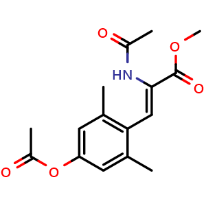 Chemical structure of (Z)-methyl 2-acetamido-3-(4-acetoxy-2,6-dimethylphenyl)acrylate , CAS 145235-85-4, AChemBlock W169629