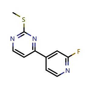 Chemical structure of 4-(2-Fluoropyridin-4-yl)-2-(methylthio)pyrimidine , CAS 1453851-73-4, AChemBlock W169648
