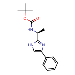 Chemical structure of (S)-tert-butyl (1-(4-phenyl-1H-imidazol-2-yl)ethyl)carbamate , CAS 1993394-53-8, AChemBlock W169652