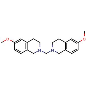 Chemical structure of Bis(6-methoxy-3,4-dihydroisoquinolin-2(1H)-yl)methane , CAS 942150-85-8, AChemBlock W169664