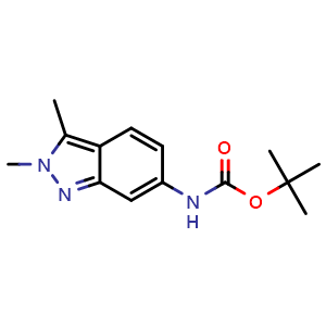 Chemical structure of tert-butyl (2,3-dimethyl-2H-indazol-6-yl)carbamate , CAS 2384038-16-6, AChemBlock W169665