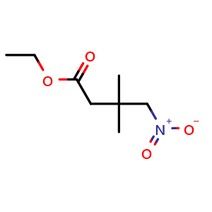 Chemical structure of Ethyl 3,3-dimethyl-4-nitrobutanoate , CAS 130912-54-8, AChemBlock W169673