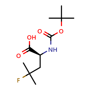 Chemical structure of (S)-2-((tert-Butoxycarbonyl)amino)-4-fluoro-4-methylpentanoic acid , CAS 857026-03-0, AChemBlock W169677