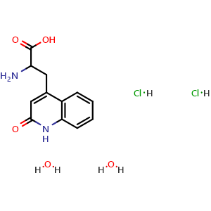 Chemical structure of 2-Amino-3-(2-oxo-1,2-dihydroquinolin-4-yl)propanoic acid dihydrochloride dihydrate , CAS 914769-50-9, AChemBlock W169683