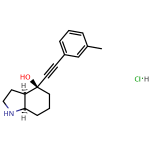 Chemical structure of (3aR,4S,7aR)-4-(m-Tolylethynyl)octahydro-1H-indol-4-ol hydrochloride , CAS 1636881-76-9, AChemBlock W169692
