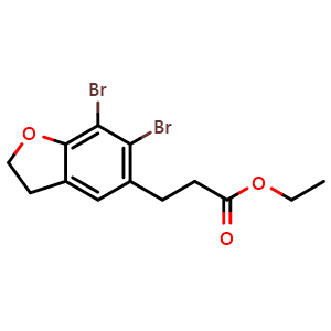 Chemical structure of Ethyl 3-(6,7-dibromo-2,3-dihydrobenzofuran-5-yl)propanoate , CAS 196597-75-8, AChemBlock W169701