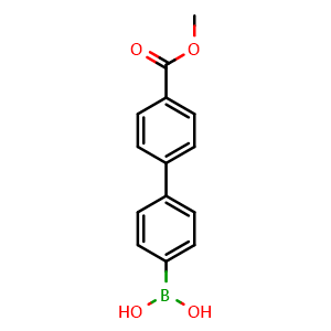 Chemical structure of [4-(4-Methoxycarbonylphenyl)phenyl]boronic acid , CAS 501944-43-0, AChemBlock W169709