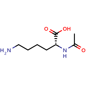 Chemical structure of (2R)-2-(acetylamino)-6-aminohexanoic acid , CAS 58840-79-2, AChemBlock W169723