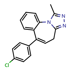 Chemical structure of 6-(4-Chlorophenyl)-1-methyl-4h-benzo[f][1,2,4]triazolo[4,3-a]azepine , CAS 1588522-03-5, AChemBlock W169728