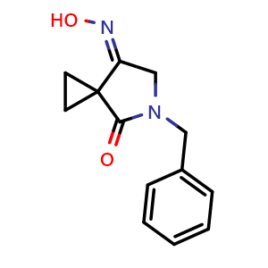 Chemical structure of 5-Benzyl-7-(hydroxyimino)-5-azaspiro[2 4]heptan-4-one , CAS 129306-06-5, AChemBlock W169734