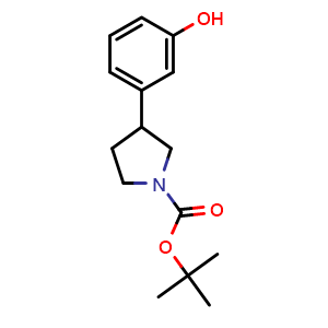 Chemical structure of tert-Butyl 3-(3-hydroxyphenyl)pyrrolidine-1-carboxylate , CAS 1094217-59-0, AChemBlock W169739