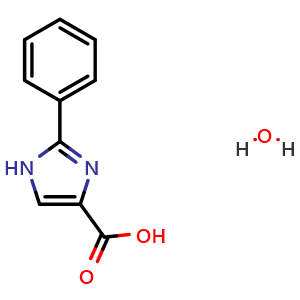 Chemical structure of 2-Phenyl-1H-imidazole-4-carboxylic acid hydrate , CAS 1052410-02-2, AChemBlock W169752