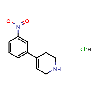 Chemical structure of 4-(3-Nitrophenyl)-1,2,3,6-tetrahydropyridine hydrochloride , CAS 2409597-54-0, AChemBlock W169760