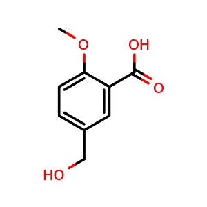 Chemical structure of 5-(Hydroxymethyl)-2-methoxybenzoic acid , CAS 10286-57-4, AChemBlock W169769