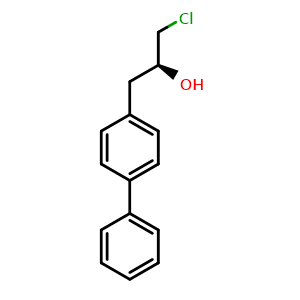 Chemical structure of (S)-1-([1,1'-biphenyl]-4-yl)-3-chloropropan-2-ol , CAS 1573000-28-8, AChemBlock W169771