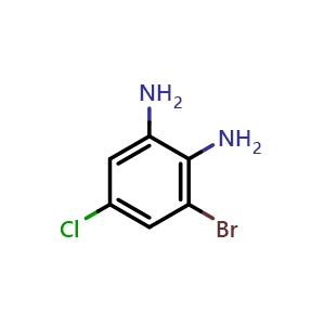 Chemical structure of 3-Bromo-5-chloro-1,2-benzenediamine , CAS 500862-39-5, AChemBlock W169790
