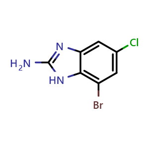 Chemical structure of 7-Bromo-5-chloro-1H-benzimidazol-2-amine , CAS 1388021-17-7, AChemBlock W169794
