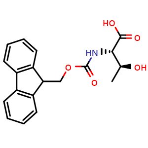 Chemical structure of (2S,3S)-2-({[(9H-fluoren-9-yl)methoxy]carbonyl}amino)-3-hydroxybutanoic acid , CAS 146306-75-4, AChemBlock W169812