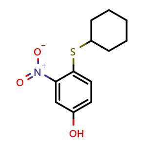 Chemical structure of 4-(Cyclohexylthio)-3-nitrophenol , CAS 2444046-13-1, AChemBlock W169819