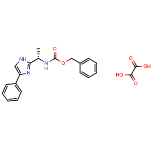 Chemical structure of Benzyl (S)-(1-(4-phenyl-1H-imidazol-2-yl)ethyl)carbamate oxalate , CAS 1993394-57-2, AChemBlock W169822