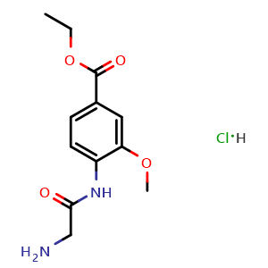 Chemical structure of Ethyl 4-(2-aminoacetamido)-3-methoxybenzoate hydrochloride , CAS 1606132-23-3, AChemBlock W169825