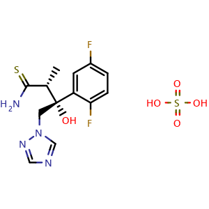 Chemical structure of (2R,3R)-3-(2,5-Difluorophenyl)-3-hydroxy-2-methyl-4-(1H-1,2,4-triazol-1-yl)thiobutyramide sulfate , CAS 1286730-01-5, AChemBlock W169827