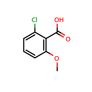Chemical structure of 2-Chloro-6-methoxybenzoic acid , CAS 3260-89-7, AChemBlock W169874