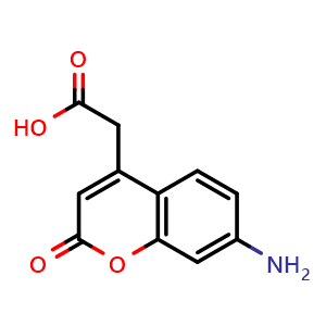 Chemical structure of 2-(7-Amino-2-oxo-2H-chromen-4-yl)acetic acid , CAS 85157-21-7, AChemBlock W169877