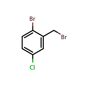 Chemical structure of 2-Bromo-5-chlorobenzyl Bromide , CAS 66192-24-3, AChemBlock W169889