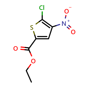 Chemical structure of Ethyl 5-chloro-4-nitrothiophene-2-carboxylate , CAS 89640-03-9, AChemBlock W169925